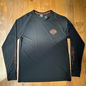 Vintage Harley Davidson Motorcycle Long Sleeve  Flames Shirt  Size: XL